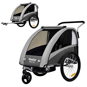 Fahrradanhänger Tiggo VS 2 - in - 1 – mit Federung & Buggy - Set – Grau