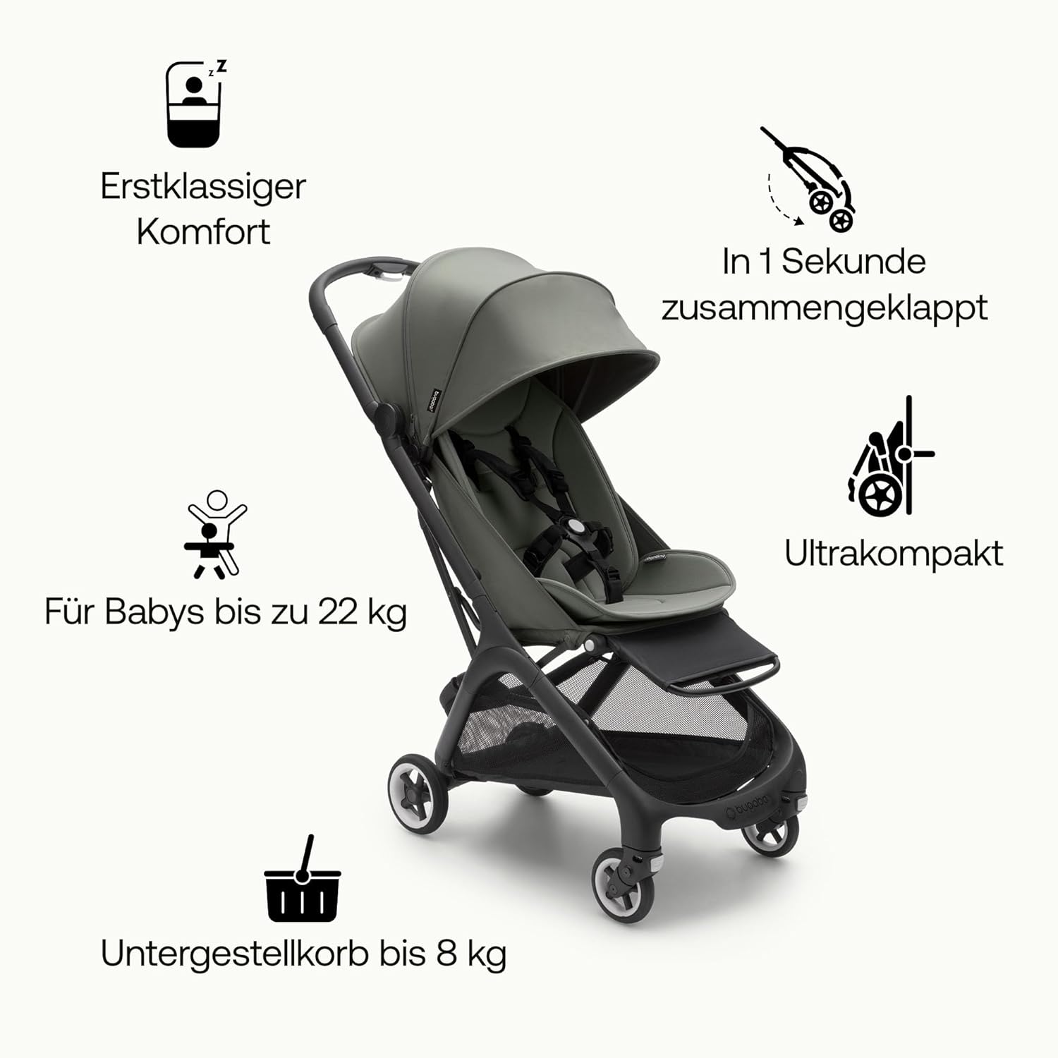 Bugaboo Butterfly Reisebuggy Ultrakompakt, Ab 6 Monaten, Forest Green