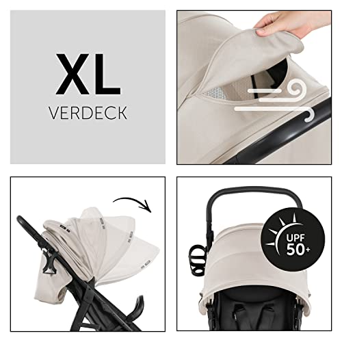 Buggy Hauck Rapid 4D – bis 25 kg, kompakt faltbar, UPF 50+, Gummiräder – Classic Beige