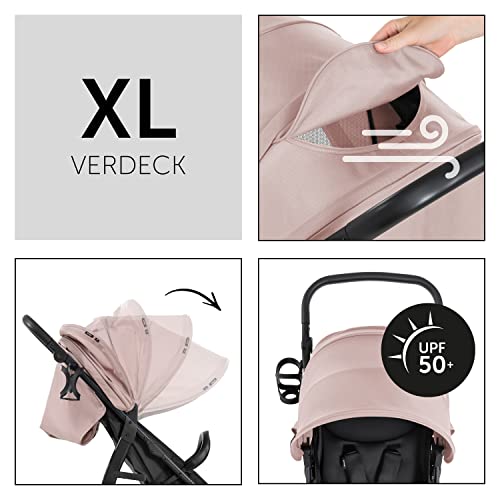 Buggy Hauck Rapid 4D – bis 25 kg, kompakt faltbar, UPF 50+, Gummiräder – Rosa
