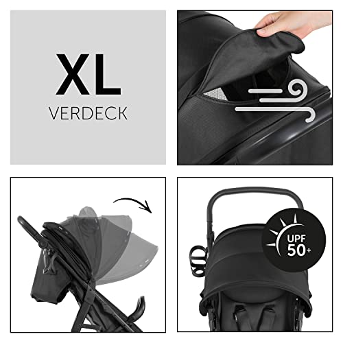 Buggy Hauck Rapid 4D – bis 25 kg, kompakt faltbar, UPF 50+, Gummiräder – Schwarz