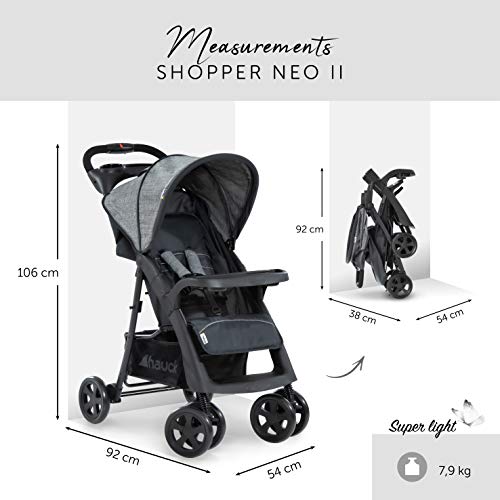 Buggy Hauck Shopper Neo II – mit Ablagen, Liegefunktion, bis 25 kg – Melange Grau