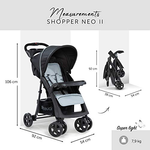 Buggy Hauck Shopper Neo II – mit Ablagen, Liegefunktion, bis 25 kg – Schwarz Grau