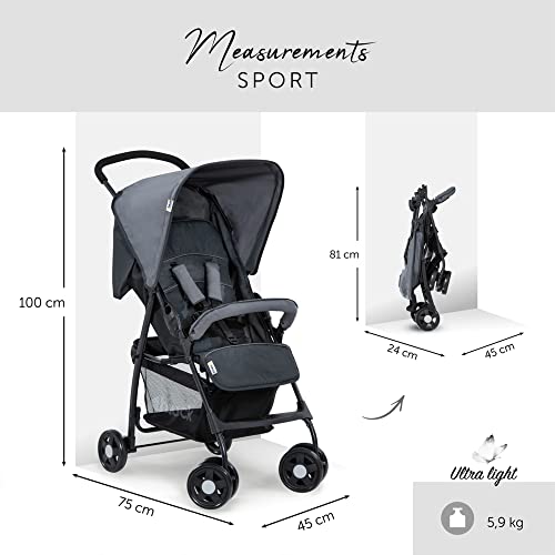 Buggy Hauck Sport – ultraleicht 5,9 kg, faltbar, Liegefunktion – Melange Grau