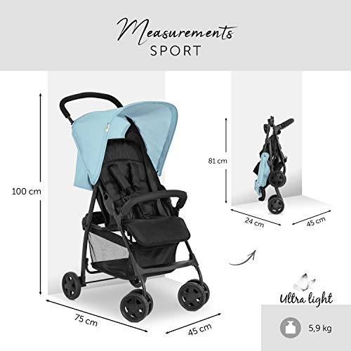 Buggy Hauck Sport – ultraleicht 5,9 kg, faltbar, Liegefunktion – Schwarz Hellblau