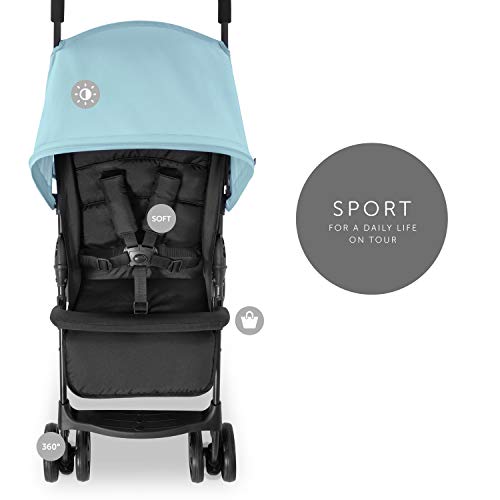 Buggy Hauck Sport – ultraleicht 5,9 kg, faltbar, Liegefunktion – Schwarz Hellblau