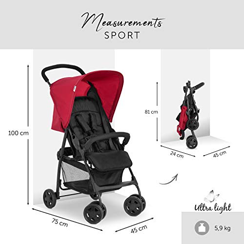 Buggy Hauck Sport – ultraleicht 5,9 kg, faltbar, Liegefunktion – Schwarz Rot
