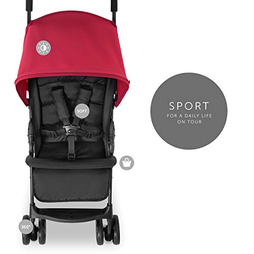 Buggy Hauck Sport – ultraleicht 5,9 kg, faltbar, Liegefunktion – Schwarz Rot