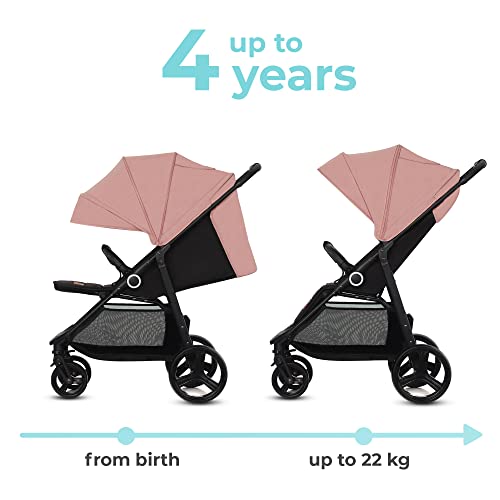 Buggy Kinderkraft GRANDE PLUS – bis 22 kg, 1 - Hand - Klappung, Liegefunktion – Rosa