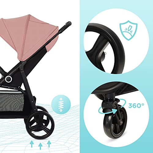 Buggy Kinderkraft GRANDE PLUS – bis 22 kg, 1 - Hand - Klappung, Liegefunktion – Rosa