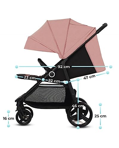 Buggy Kinderkraft GRANDE PLUS – bis 22 kg, 1 - Hand - Klappung, Liegefunktion – Rosa