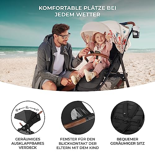 Buggy Kinderkraft GRANDE PLUS – bis 22 kg, 1 - Hand - Klappung, Liegefunktion – Schwarz