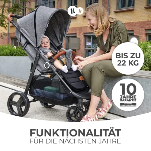 Buggy Kinderkraft GRANDE PLUS – bis 22 kg, 1 - Hand - Klappung, Liegefunktion – Schwarz