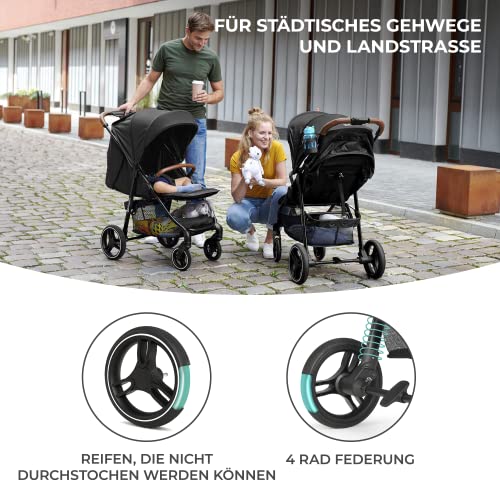 Buggy Kinderkraft GRANDE PLUS – bis 22 kg, 1 - Hand - Klappung, Liegefunktion – Schwarz