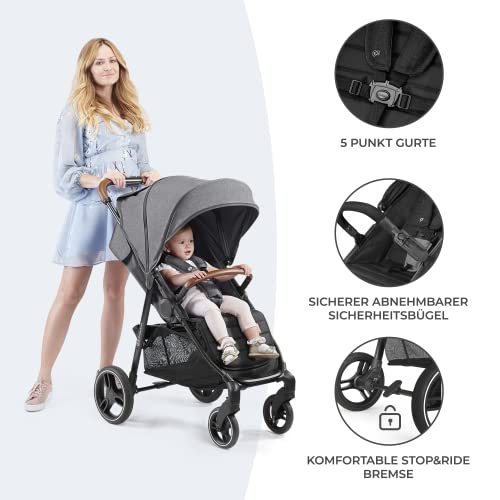 Buggy Kinderkraft GRANDE PLUS – bis 22 kg, 1 - Hand - Klappung, Liegefunktion – Schwarz