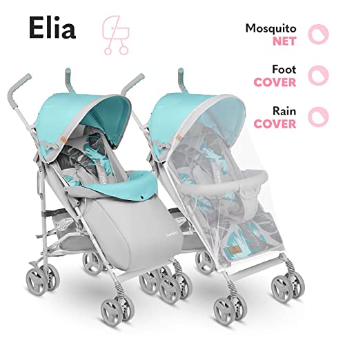 Buggy Lionelo Elia – bis 15 kg, Rücken - & Fußstütze verstellbar, mit Moskitonetz – Farbe: Beige