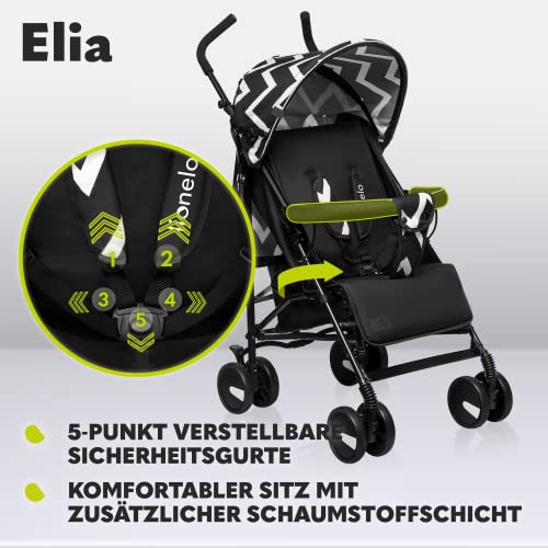 Buggy Lionelo Elia – bis 15 kg, Rücken - & Fußstütze verstellbar, mit Moskitonetz – Farbe: Blau