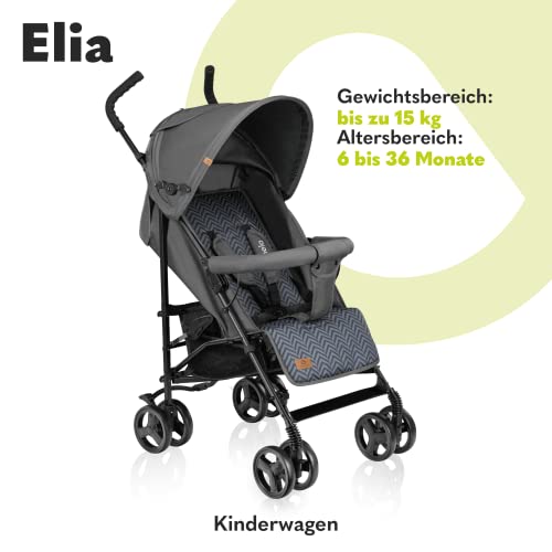 Buggy Lionelo Elia – bis 15 kg, Rücken - & Fußstütze verstellbar, mit Moskitonetz – Farbe: Grau