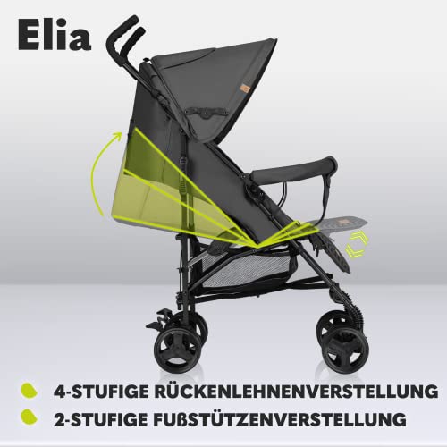 Buggy Lionelo Elia – bis 15 kg, Rücken - & Fußstütze verstellbar, mit Moskitonetz – Farbe: Grau