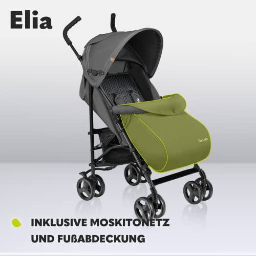 Buggy Lionelo Elia – bis 15 kg, Rücken - & Fußstütze verstellbar, mit Moskitonetz – Farbe: Grau