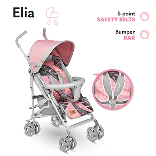 Buggy Lionelo Elia – bis 15 kg, Rücken - & Fußstütze verstellbar, mit Moskitonetz – Farbe: Rosa
