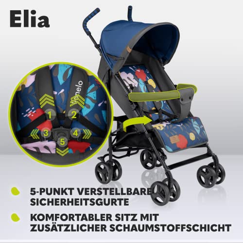 Buggy Lionelo Elia – bis 15 kg, Rücken - & Fußstütze verstellbar, mit Moskitonetz – Farbe: Schwarz