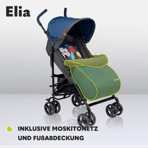 Buggy Lionelo Elia – bis 15 kg, Rücken - & Fußstütze verstellbar, mit Moskitonetz – Farbe: Schwarz