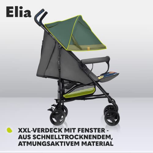 Buggy Lionelo Elia – bis 15 kg, Rücken - & Fußstütze verstellbar, mit Moskitonetz – Farbe: Schwarz