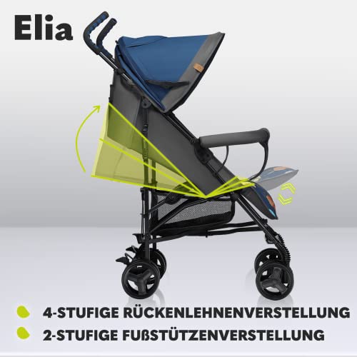 Buggy Lionelo Elia – bis 15 kg, Rücken - & Fußstütze verstellbar, mit Moskitonetz – Farbe: Schwarz