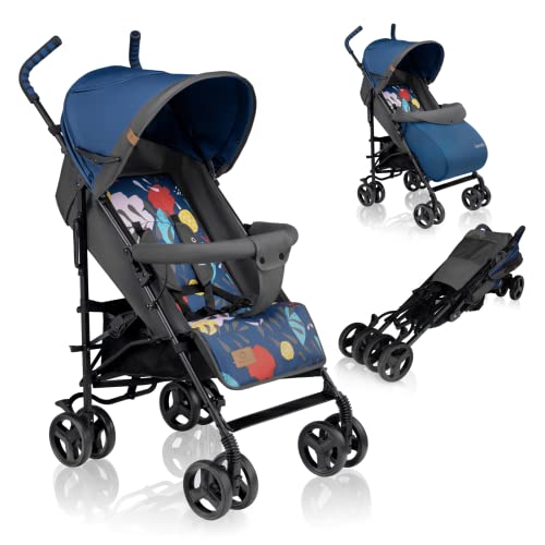 Buggy Lionelo Elia – bis 15 kg, Rücken - & Fußstütze verstellbar, mit Moskitonetz – Farbe: Schwarz