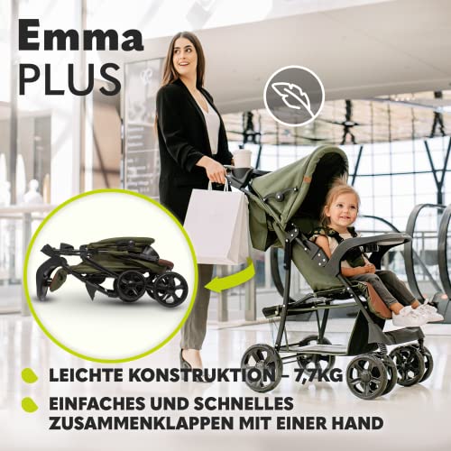 Buggy Lionelo Emma Plus – bis 15 kg, leicht & kompakt, mit großem Korb – Grau