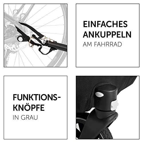 Fahrradanhänger Hauck Dryk Duo – für 2 Kinder, mit Buggyrad & Fahne – Grau