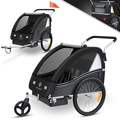 Fahrradanhänger KESSER® Sport - RX 2 - in - 1 – mit Joggerfunktion & Sicherheitsgurt – Schwarz/Grau