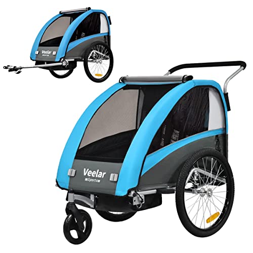Fahrradanhänger Tiggo VS 2 - in - 1 – mit Federung & Buggy - Set – Blau