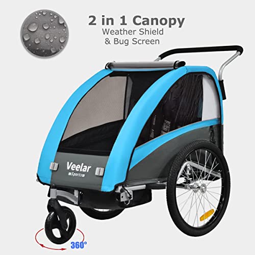 Fahrradanhänger Tiggo VS 2 - in - 1 – mit Federung & Buggy - Set – Blau