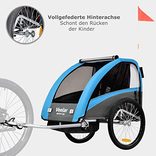 Fahrradanhänger Tiggo VS 2 - in - 1 – mit Federung & Buggy - Set – Blau