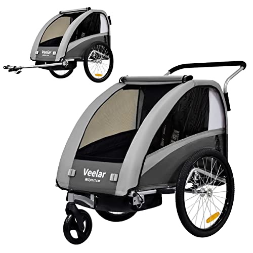 Fahrradanhänger Tiggo VS 2 - in - 1 – mit Federung & Buggy - Set – Grau
