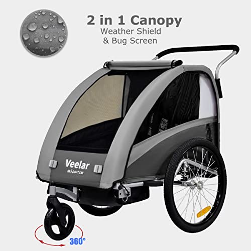 Fahrradanhänger Tiggo VS 2 - in - 1 – mit Federung & Buggy - Set – Grau