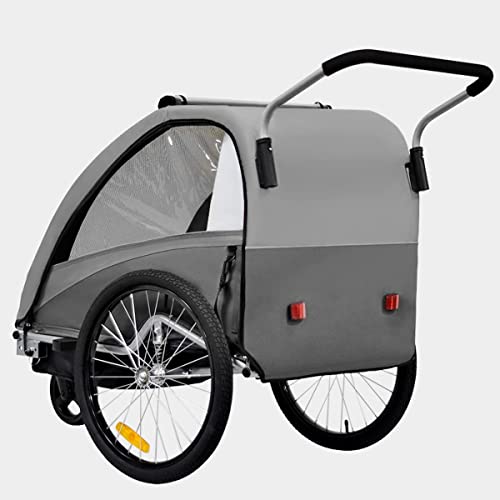 Fahrradanhänger Tiggo VS 2 - in - 1 – mit Federung & Buggy - Set – Grau