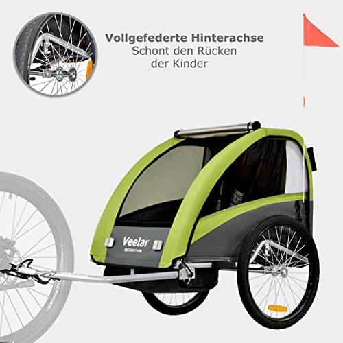 Fahrradanhänger Tiggo VS 2 - in - 1 – mit Federung & Buggy - Set – Grün