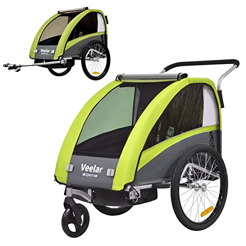 Fahrradanhänger Tiggo VS 2 - in - 1 – mit Federung & Buggy - Set – Grün