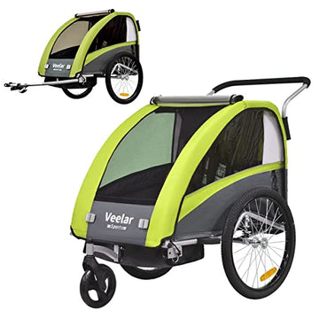 Fahrradanhänger Tiggo VS 2 - in - 1 – mit Federung & Buggy - Set – Grün