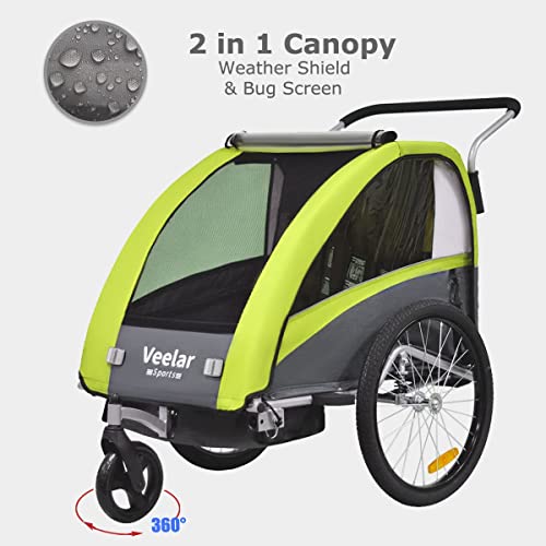 Fahrradanhänger Tiggo VS 2 - in - 1 – mit Federung & Buggy - Set – Grün