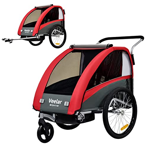 Fahrradanhänger Tiggo VS 2 - in - 1 – mit Federung & Buggy - Set – Rot