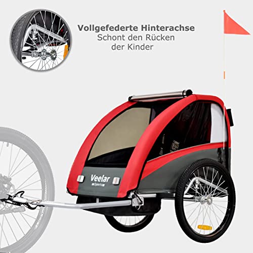Fahrradanhänger Tiggo VS 2 - in - 1 – mit Federung & Buggy - Set – Rot