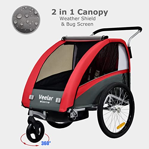 Fahrradanhänger Tiggo VS 2 - in - 1 – mit Federung & Buggy - Set – Rot