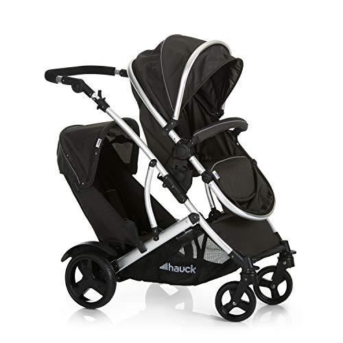 Geschwisterwagen Hauck Duett 2 – umbaubar zur Babywanne, bis 36 kg – Forest Schwarz