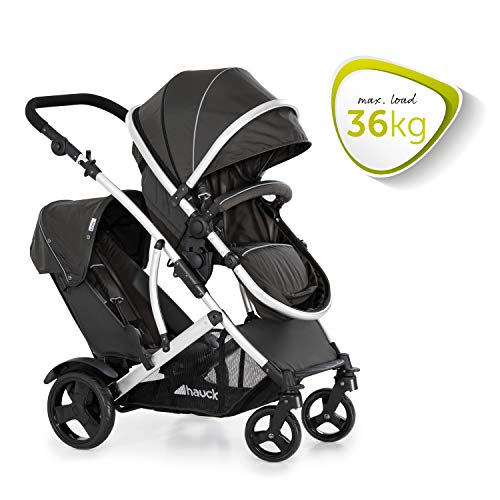 Geschwisterwagen Hauck Duett 2 – umbaubar zur Babywanne, bis 36 kg – Forest Schwarz