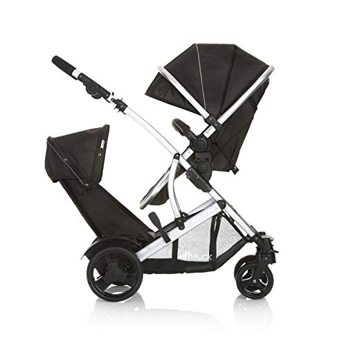 Geschwisterwagen Hauck Duett 2 – umbaubar zur Babywanne, bis 36 kg – Forest Schwarz
