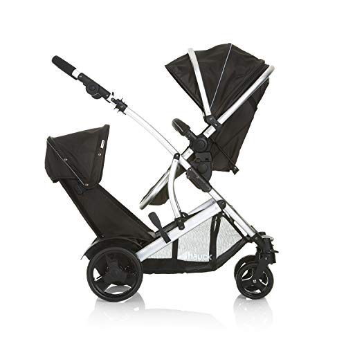 Geschwisterwagen Hauck Duett 2 – umbaubar zur Babywanne, bis 36 kg – Forest Schwarz